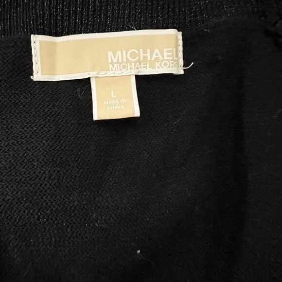 Michael Kors Silver Black Long Sleeve Striped Metallic Sweater Size Large - Picture 11 of 12